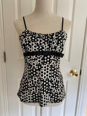 RAMPAGE Y2K retro black white polka dot camisole blouse, sz S